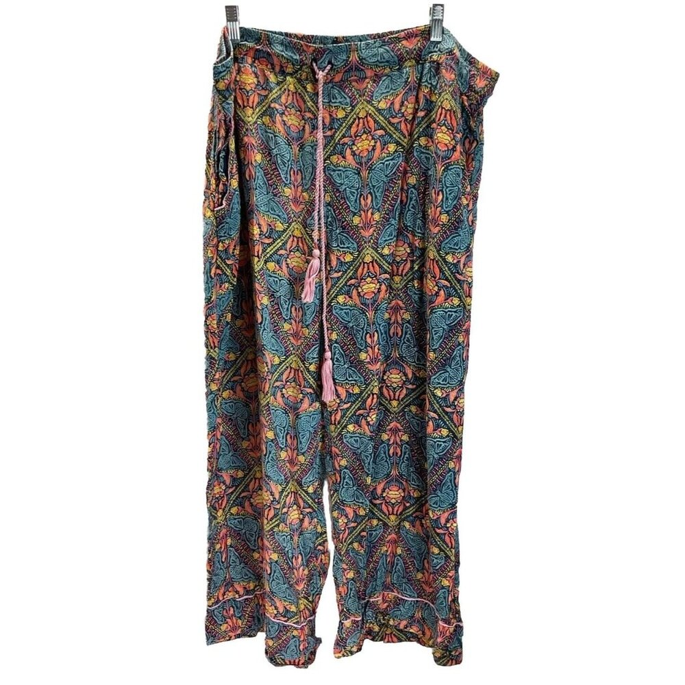 Anthropologie Pajama Pants  Animal Print 2X butterflies multicolor modal pockets